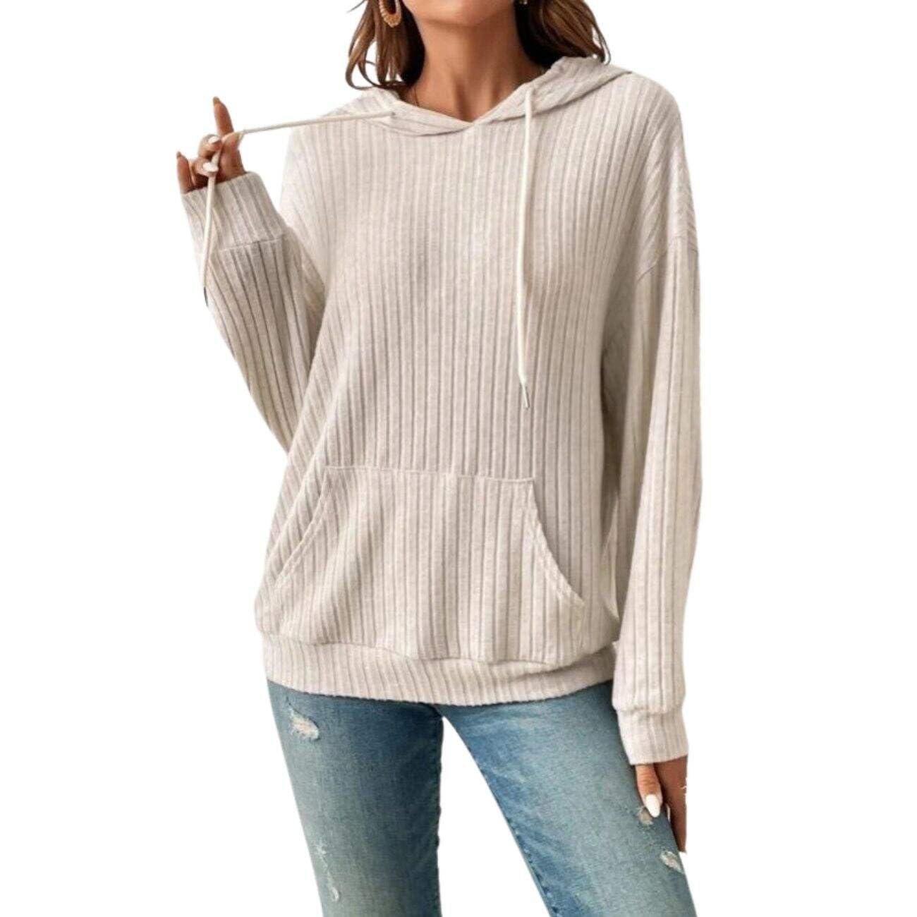 YABTF Hoodie for Women Trendy Drawstring Textured Pullover Tops Solid Color Casual Basic Comfrt Hoodie Loose Fit Fall Hoodies