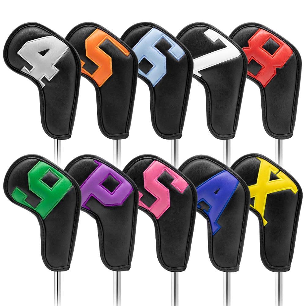 SchläGerkopfhüLlen Golf Club Eisen Kopfkleber Stamping Golf Eisen Kopfabdeckungen Golf Club Eisen Heads Keile Abdeckungen 10pcs / Set Golf SchläGerhauben(Colorful Numbers)