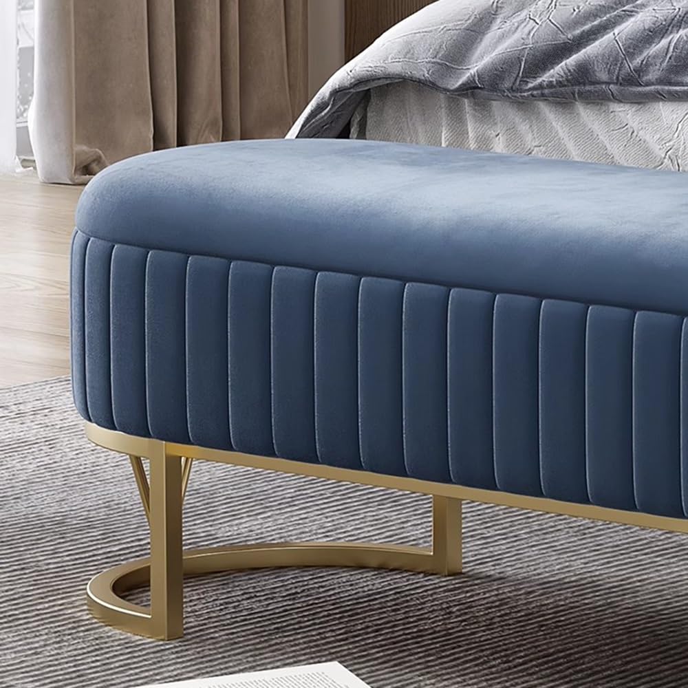 Moderno Banco de Almacenamiento tapizado con Patas de Metal, Moderno Banco de Almacenamiento for la Entrada de la Sala de Estar. Decorativo(Grey,Grande)