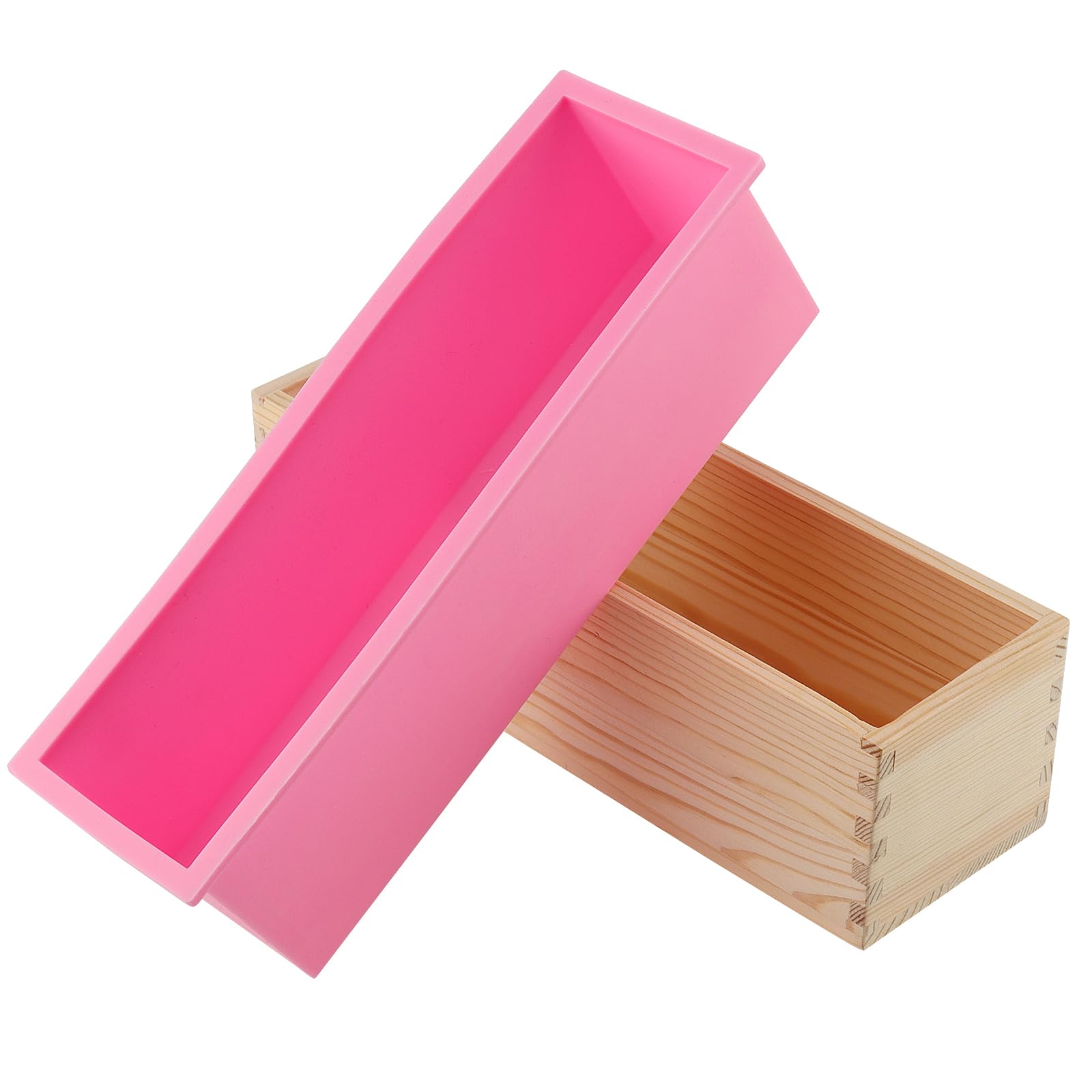 ZOENHOU Lot de 7 moules à savon rectangulaires en silicone avec trancheuse ondulée en acier inoxydable et trancheuse droite, kit de fabrication de savon rectangulaire en silicone avec boîte en bois