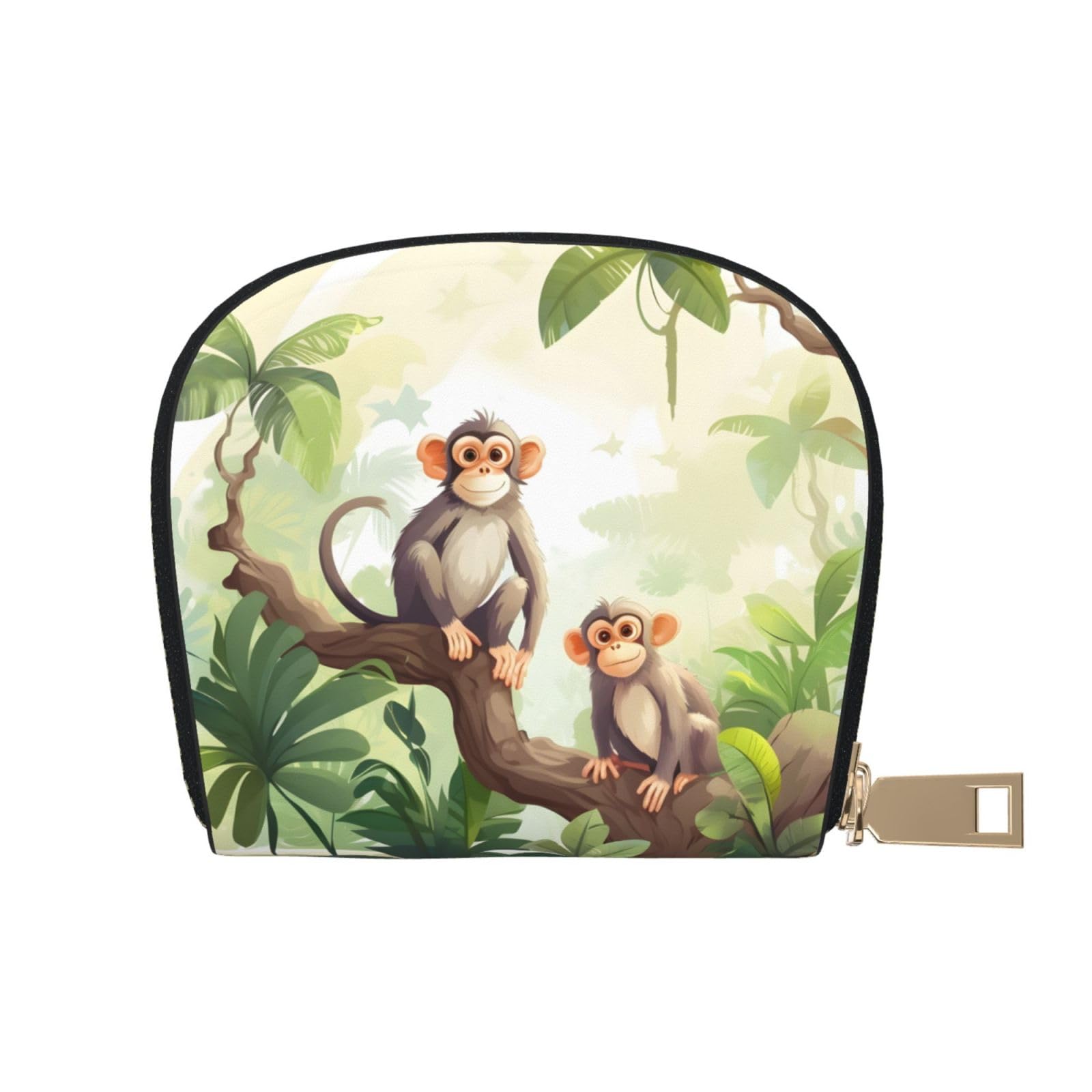 Kaifanee Small Wallets Woman Credit Card Holder For Women Coin Purse Leather Card Wallet (Tropical Jungle Monkey)