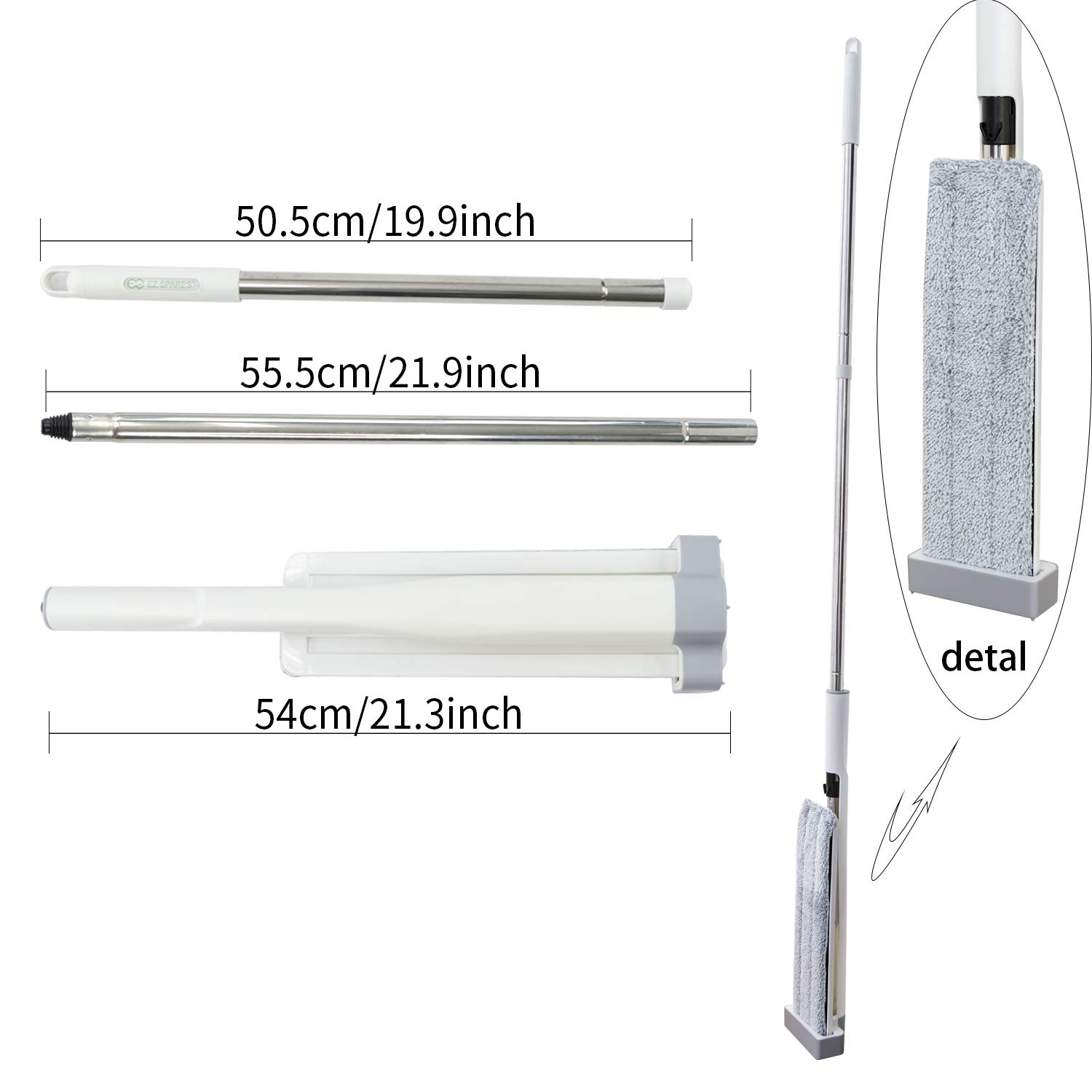EZ SPARES Mopa de microfibra autoescurrida para limpieza de suelos, fregona de microfibra 360 manos libres, con 3 almohadillas para fregona, para suelos de madera dura y ventanas
