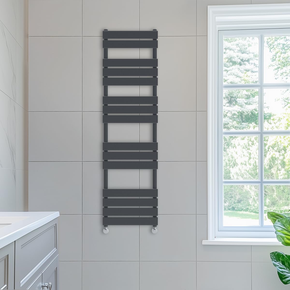 NRG 1600 x 450 mm Designer Flat Panel Heated Towel Rail Radiator Anthracite Bathroom Radiator