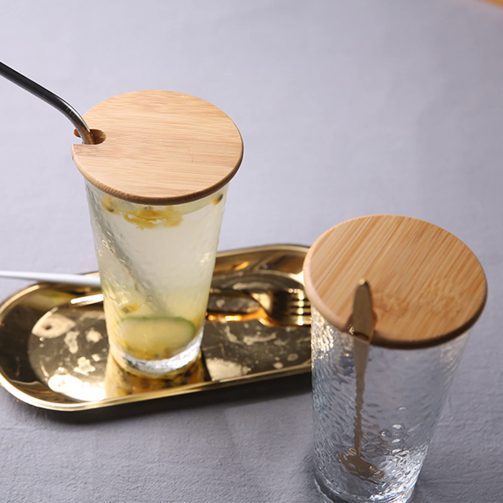 8 Coperchi In Bambù Per Tazze - Diametro 8.2cm, Naturale, Per Barattoli Mason E Tazze Vetro - Foto 7