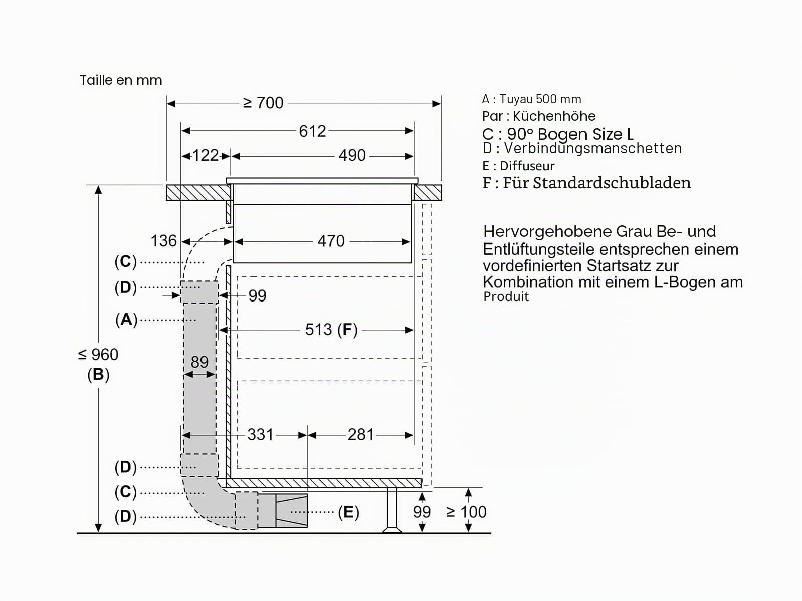 Bosch HEZ9VDKR2 Accessoires pour plaques de cuisson avec hotte aspirante, kit de recirculation, fabriqué en Allemagne