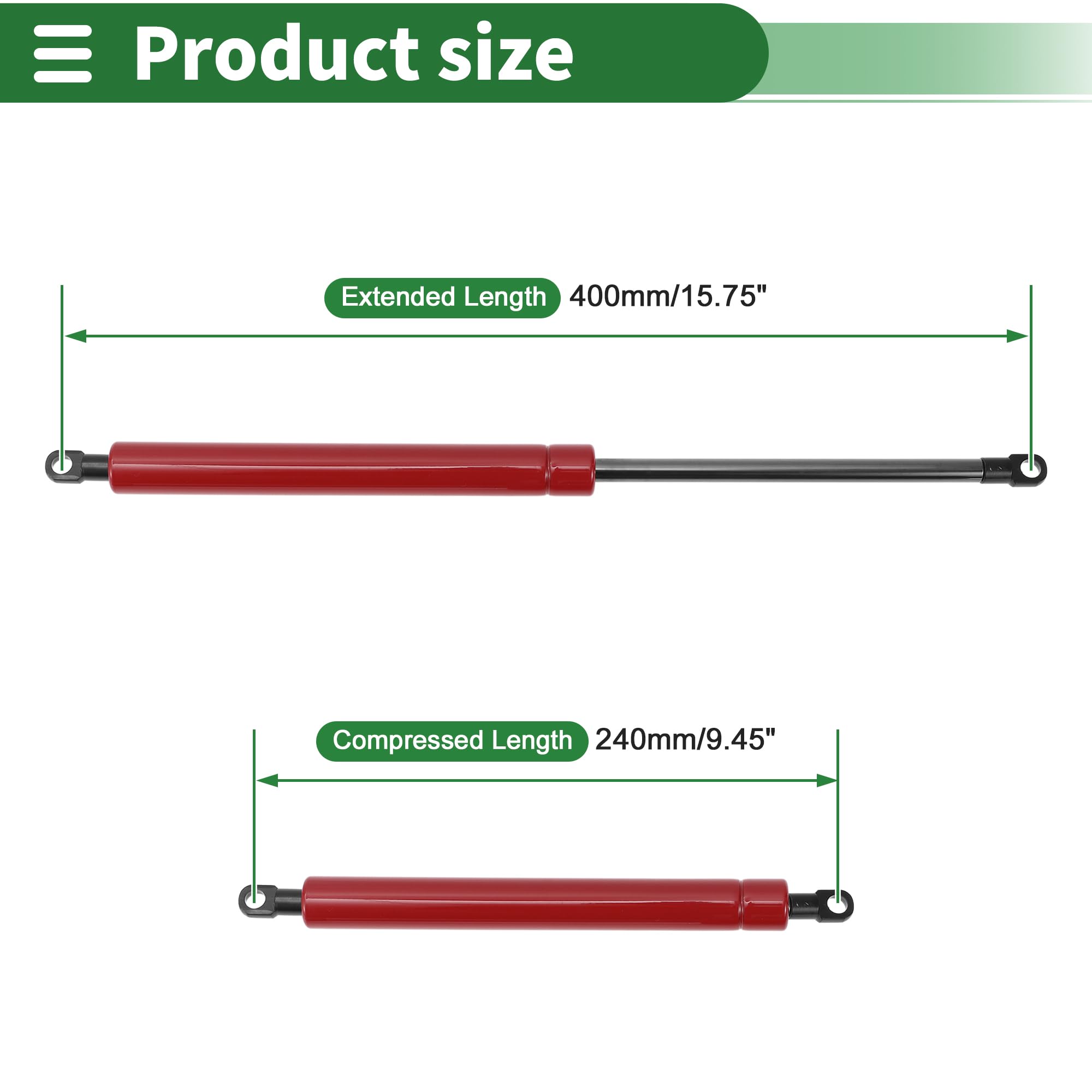 Motoforti 400mm/15.75" Pistoni a Gas 800N,Molle a Gas in Acciaio al Carbonio Rosso 2 Pz RV Auto Cassetta degli Attrezzi Coperchio Scatola di Stoccaggio Coperchio Porta Armadio