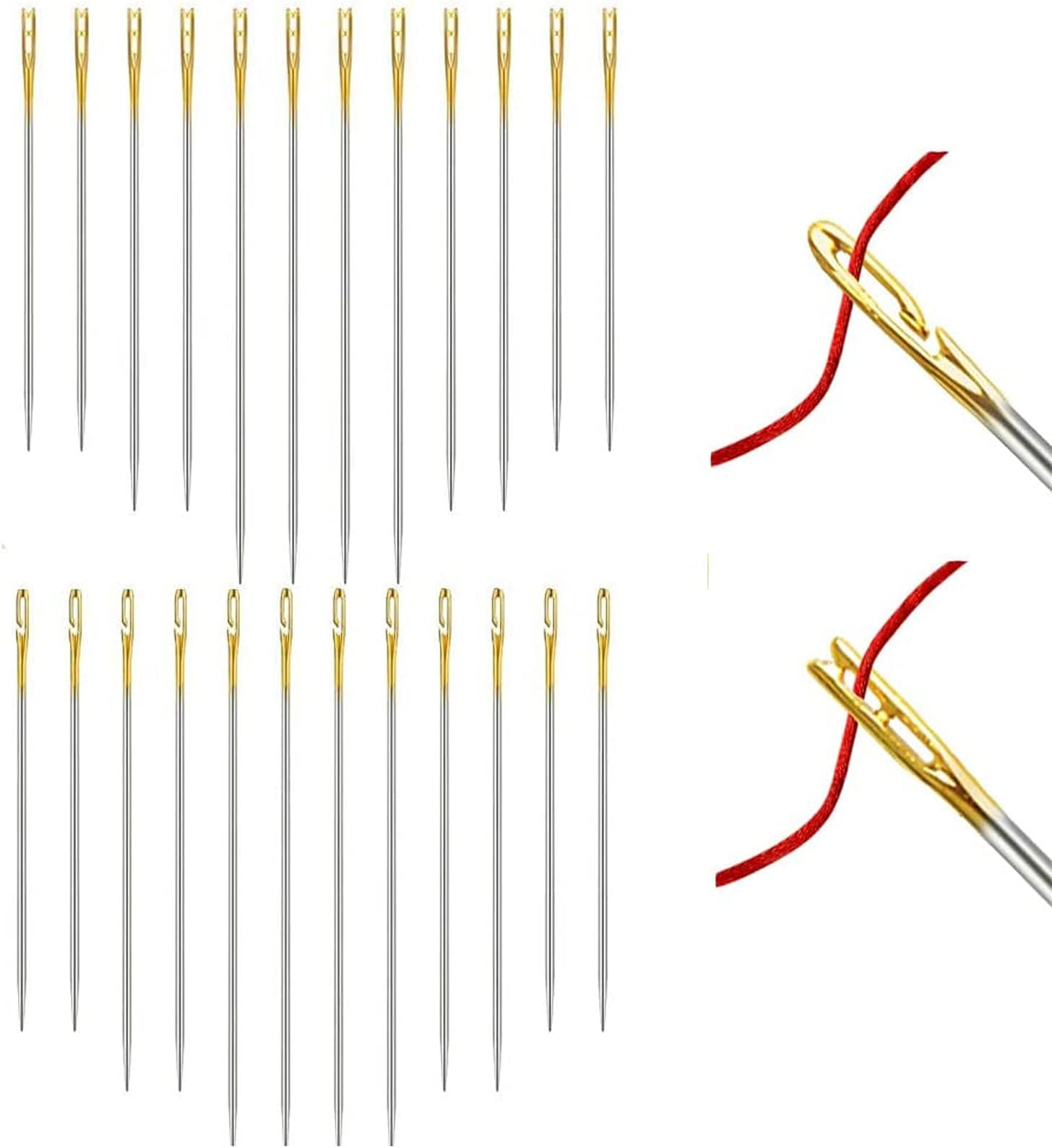 Self Threading Needles One Second Needle Hand Sewing Cloth Needles, 24 Pcs
