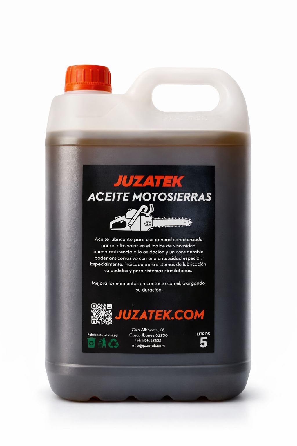 Aceite para cadena de Motosierra JUZATEK – Aceite Lubricante de Alta Viscosidad – Protección Anticorrosiva y Antioxidante – Para Sistemas de Lubricación y Circulatorios