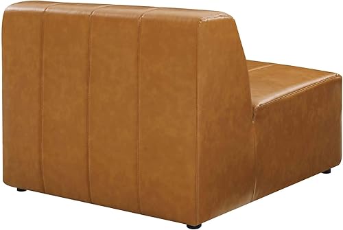 Miniatura 5 de Modway Bartlett Channel - Sofá seccional de cuero vegano copetudo sin brazos en color marrón