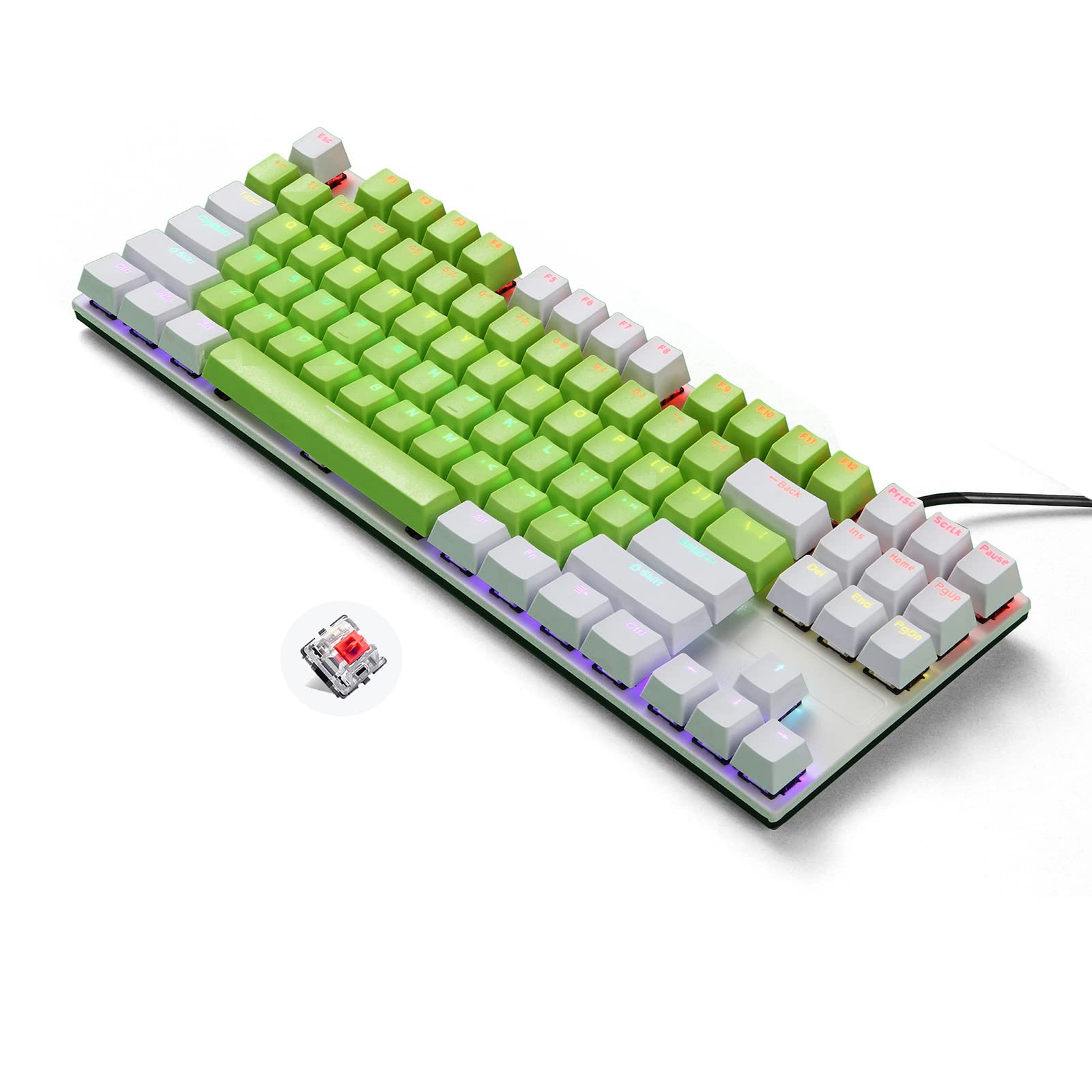 Amazon | ゲーミング キーボード 87 キー メカニカル シャフト付き 青