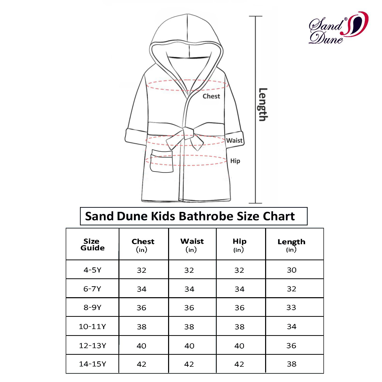 SAND DUNE Kids Girl Hood Bathrobe | Terry Cotton Shower Gown | Half Sleeve Knee Length Girls Bath Robes | Pocket with Waist belt | Cherry Red Bathrobe | 12-13 Year - Image 7 thumbnail