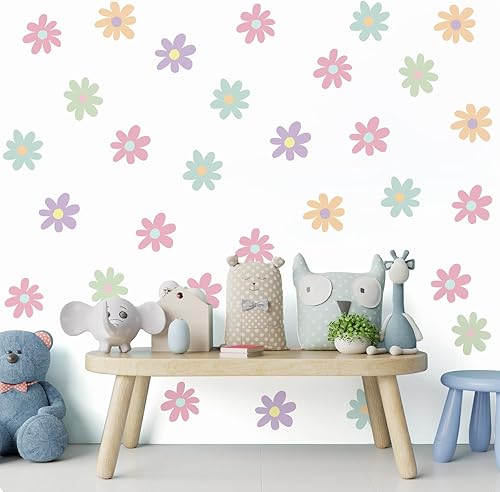 Miniatura 23 de BBTO Calcomanías de pared de margaritas de vinilo con flores, calcomanías de margaritas, calcomanías florales para despegar y pegar para guardería