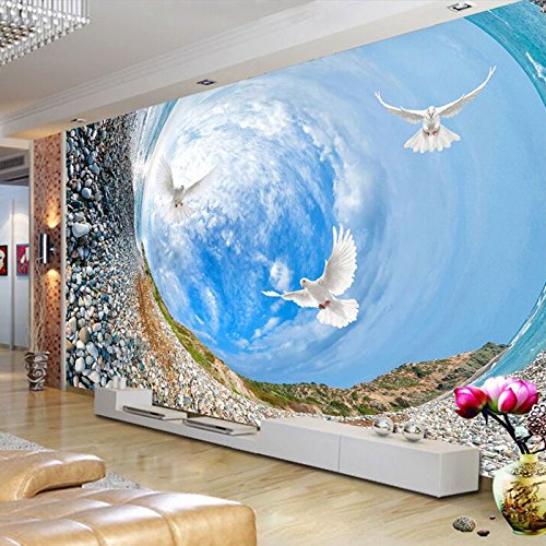 Abihua Mural Mural Personalizado Wallpaper-3D Artístico Remolino Piedra Nube Blanca Pared Mural Pintura Sala De Estar Sofá 500Cm X 320Cm