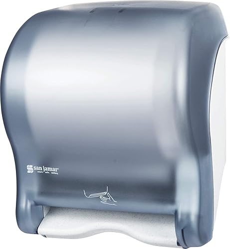 San Jamar Dispensador electrónico de toallas de papel para dispensación automática de toallas manos libres en baños, Smart Essence Classic, azul