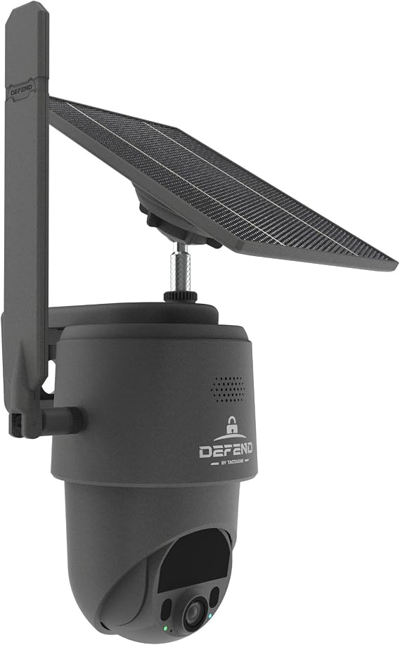 TACTACAM Defend 360 Cellular Security Camera, 4K Photos, 1080p Video, Solar + Rechargeable Battery, 360 Pan/Tilt/Zoom, LTE Cellular, Motion Alerts, Weather Resistant