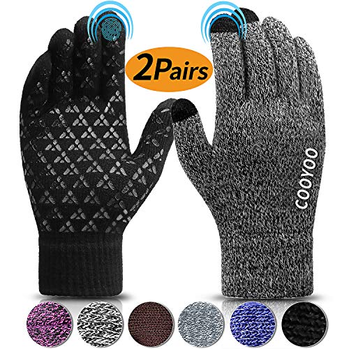 COOYOO Winter Gloves for Women and Men,Touchscreen Gloves,Knit Wool,Running Gloves,Anti-Slip Silicone Gel