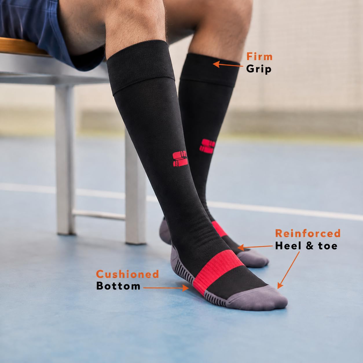 Supersox Football Socks for Men & Women | Knee Length | Combed Cotton | Cushioned Sole | Odour Resistant & Superior Grip | Sports Socks for Football & Soccer | Black, Blue 2