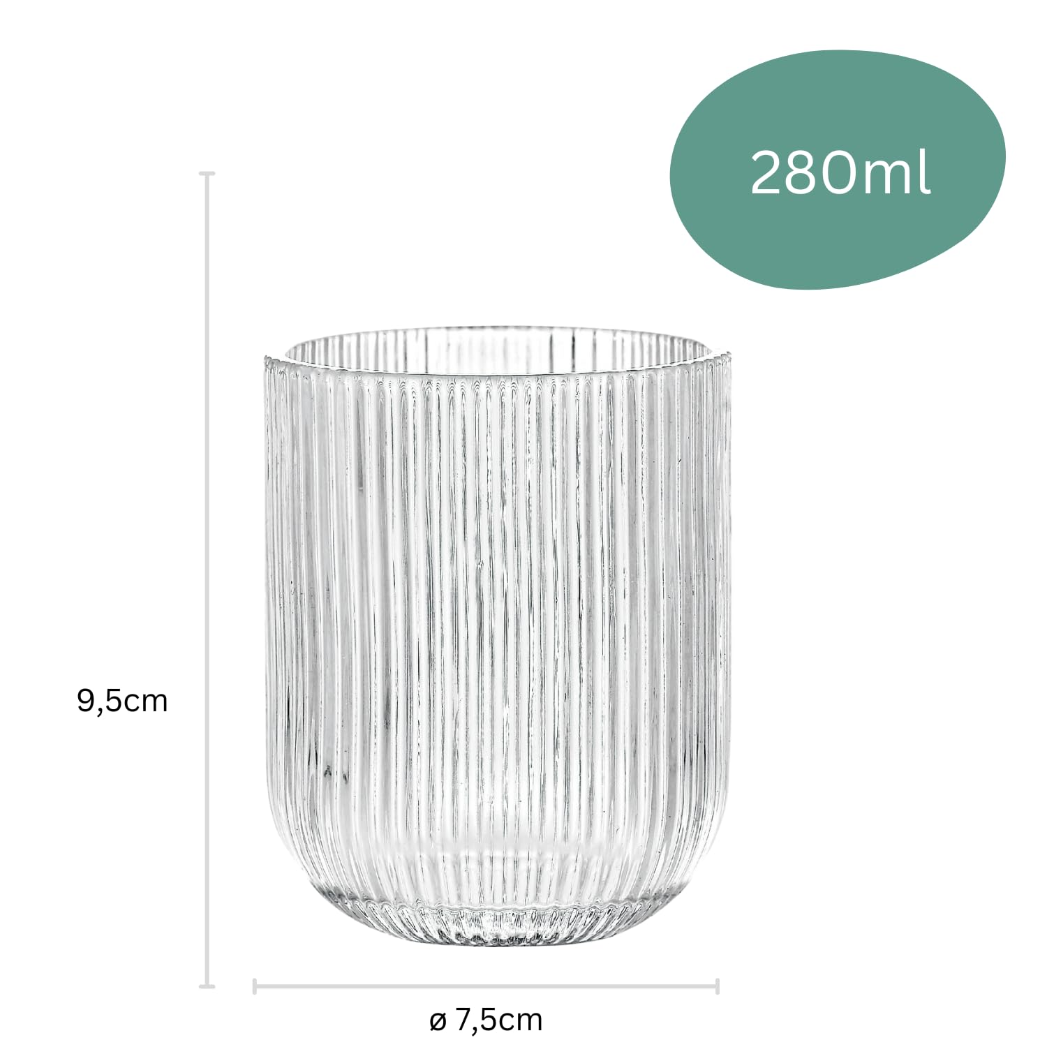 Zoha Relief Crystal Gläser 8er Set – 400 ml Teegläser | Trinkgläser für Heiß- und Kaltgetränke | Design Riffle Glass Kaffeebecher | Glasbecher für Cocktail, Eiskaffee und Saft | Spülmaschinengeeignet