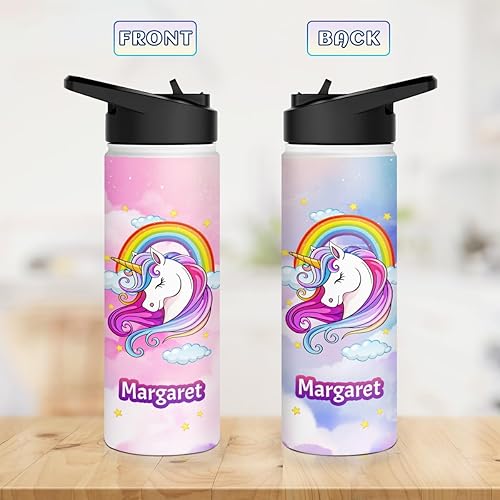 Miniatura 3 de winorax Botella de agua personalizada de unicornio para niños, mujeres, niñas, adolescentes, unicornios mágicos, botellas deportivas de acero