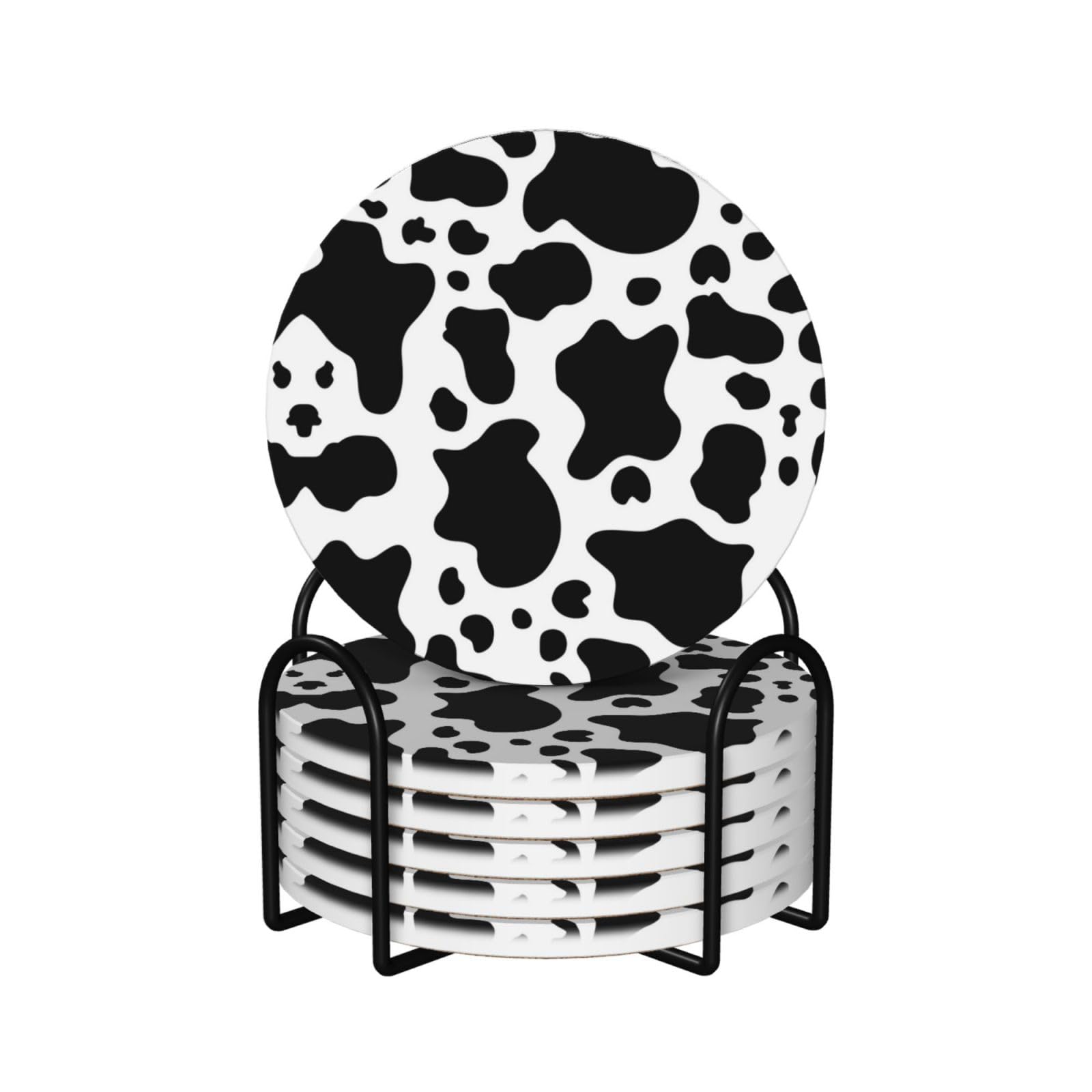 Dessous de verre imprimé vache anti-rayure et absorbant pour protéger vos tables
