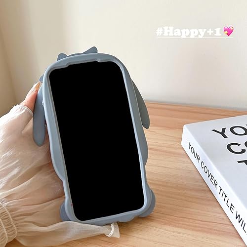 Miniatura 4 de QoKcoahn Funda para iPhone 13 Pro Max, fundas 3D Kawaii para iPhone 13 Pro Max, diseño divertido y lindo de caricaturas de burro gris, funda de gel