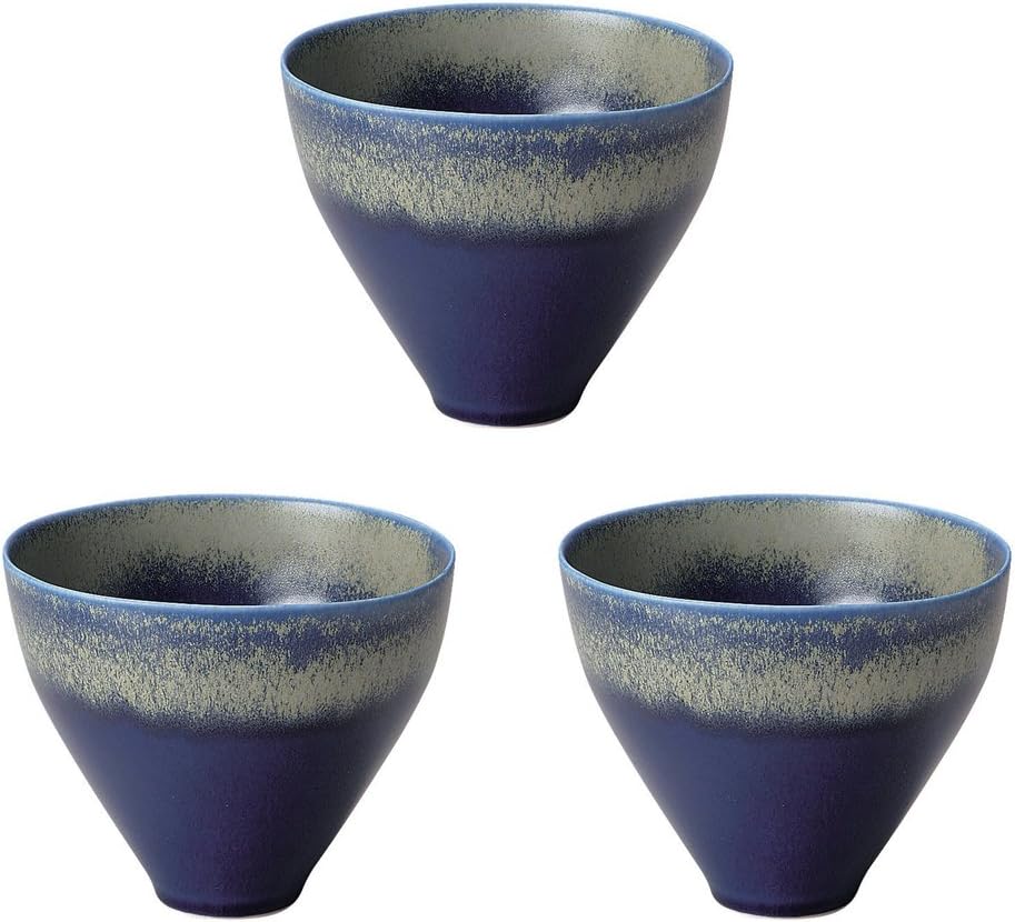 ミヤザキ食器 M Style LO1403BL (3) Lotus Highball 5.5 inches (14 cm), Set of 3, Blue