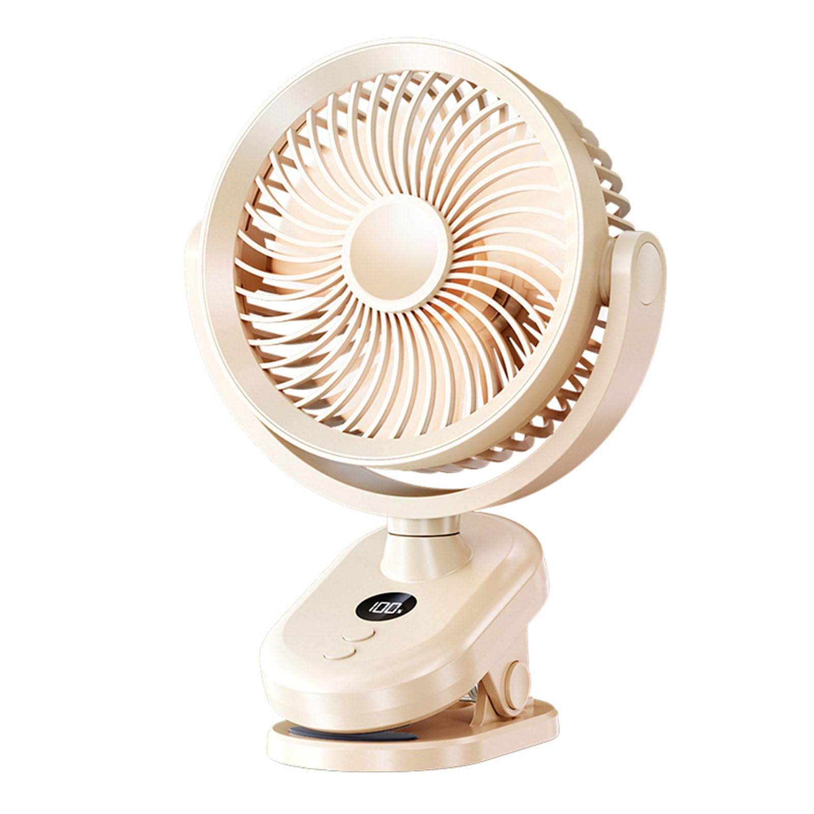 Jazuaiao 100 Speed Desk Fan Rechargeable Small Travel Camping Table Fan Strong Quiet Digital Display for Bedroom Travel Quiet Clip with LED Screen