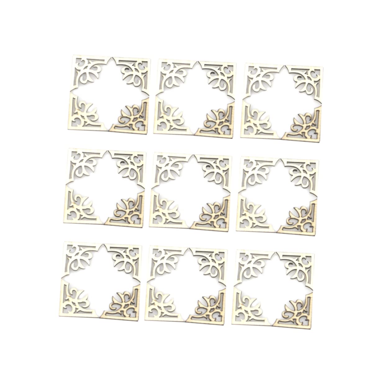 HAPINARY 100pcs Hollow Wooden Slices Craft DIY Book Corner Protector Decorative Wrapper for Scrapbook Album Box Corner Vintage Style