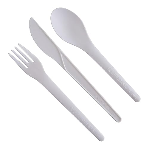 Miniatura 8 de Eco-Products - Tenedores de plástico compostables CPLA de 6 pulgadas, caja de 1000, tenedor blanco desechable, cubiertos de plantas, material
