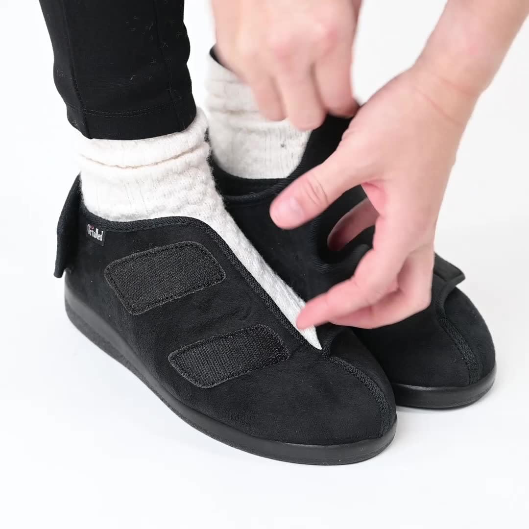 Woolee Verbandschuhe Damen Herren mit Extra Weitem Einstieg & Klettverschluss – Orthopädische Diabetiker Hausschuhe Leicht & Anpassungsfähig - für Empfindliche Füße