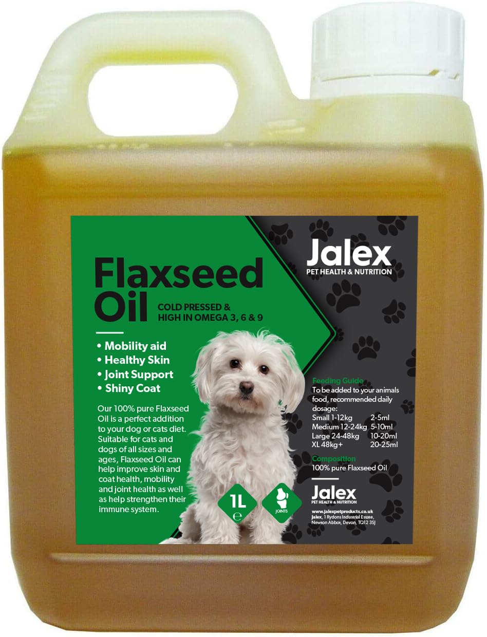 Nature's Grub Pure Flaxseed Oil high in Omega 3 - Joint, Skin and Coat health - 1L bottles
