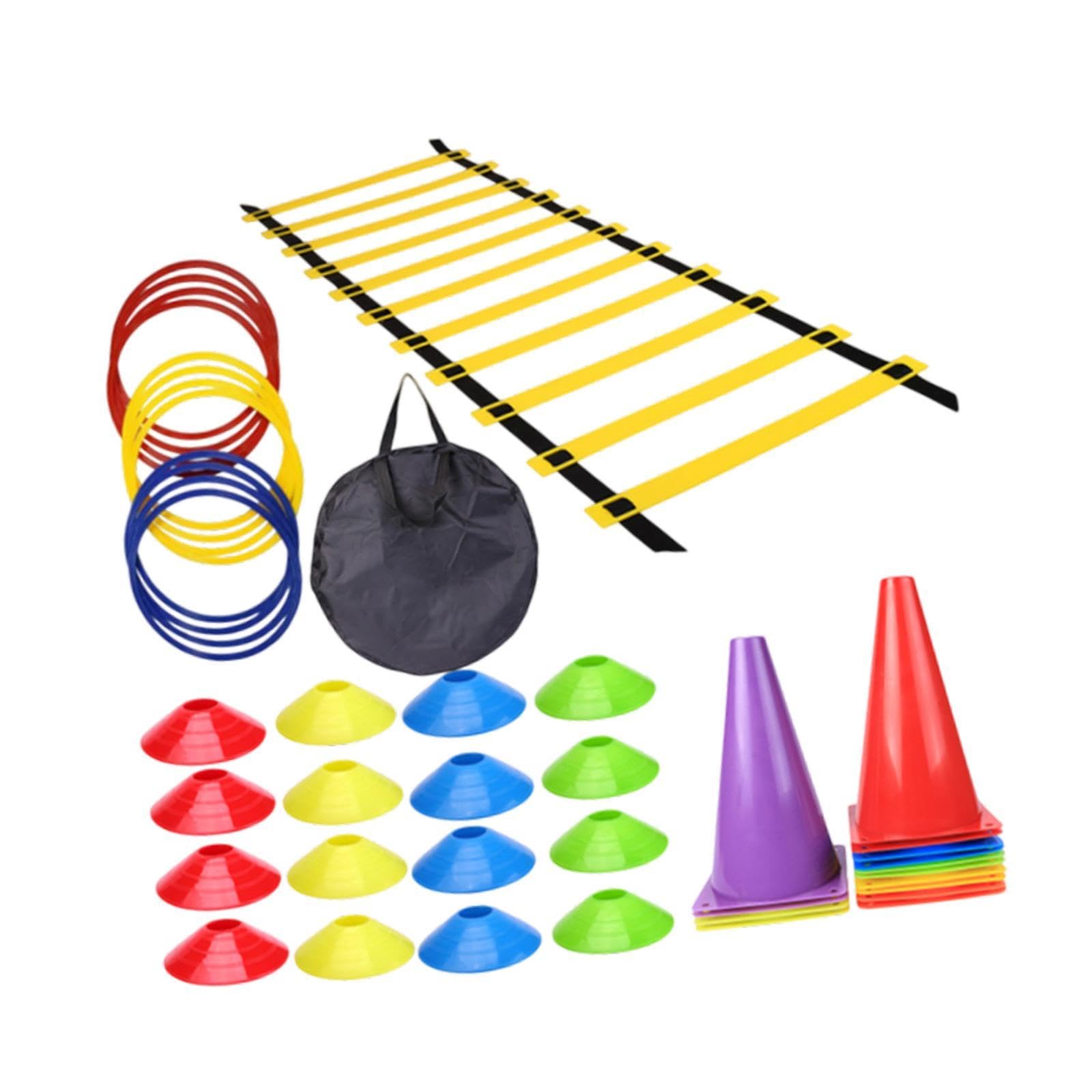 Football Training Equipment Speed Agility Training Set for Soccer Teen Kids 46Pcs|1 Agility Ladder16 Cones16 Disc Cones 12 Train Ring1 Carry |Training Aids| Training Aids| Soccer-picture-24