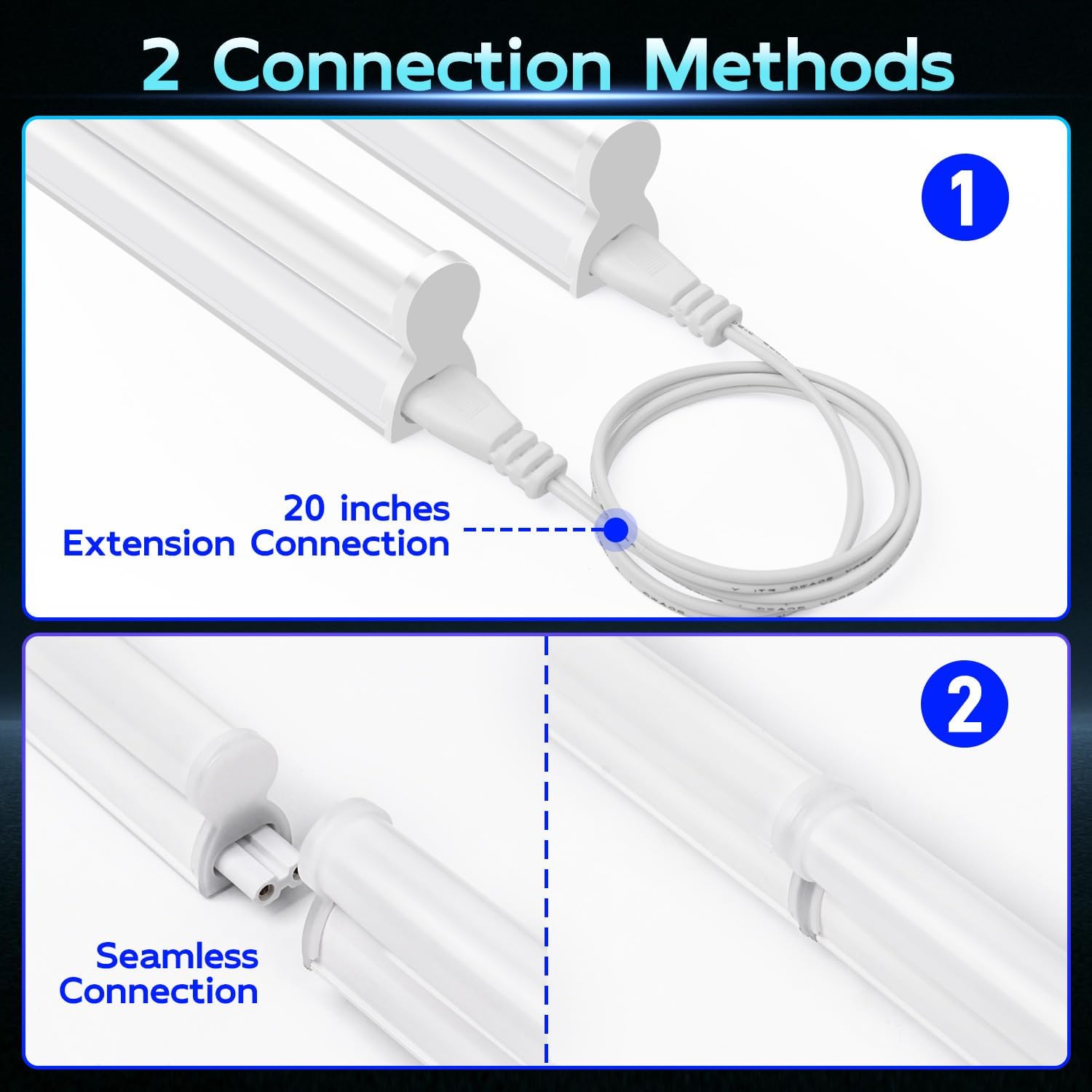 hykolity 2 Pack LED Shop Light 4FT, T5 Integrated Single Fixture, 22W, 2200lm, 6500K Super Bright White, Linkable Shop Light, Utility Shop Lights, Corded Electric with Built-in ON/Off Switch