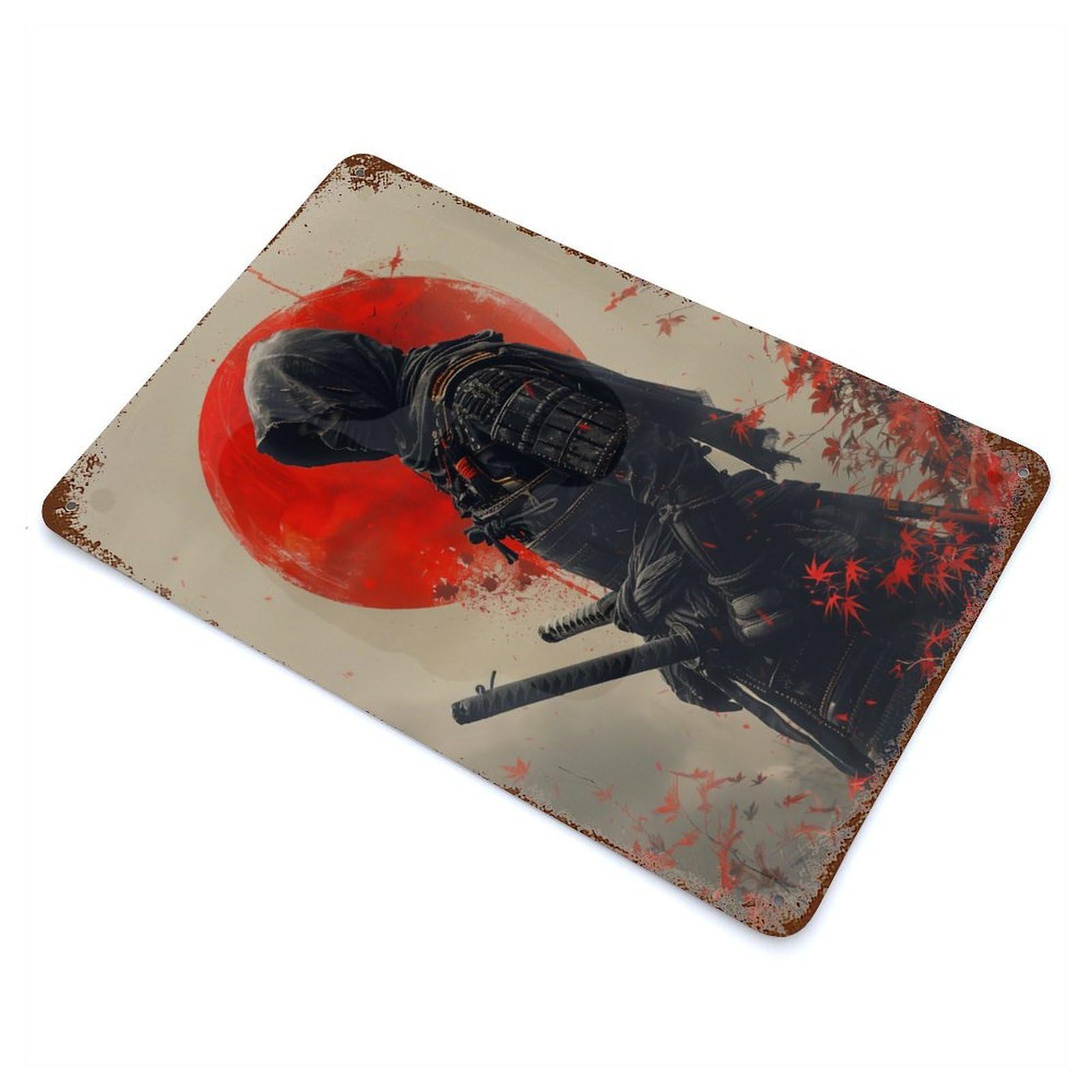 Garage Style Japan Ninja Shinobi Rusty Metal Tin Sign 11.8"x7.9", Shabby Chic Decor for Bar And Workshop