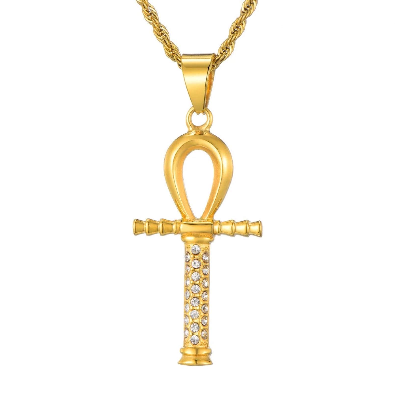 BAJIE Męski naszyjnik z wisiorkiem Iced Out Bling Cross Rhinestone męskie wisiorki i naszyjniki biżuteria klucz życia wisiorek łańcuszek naszyjnik