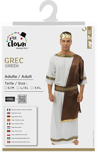 Foto 6 de 7 de P'tit Clown 99667 - Panoplie para Traje Griego (toge + cinturón, Corona para Adultos, Talla S/M