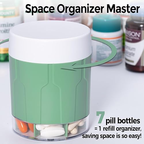 Miniatura 2 de Organizador de suplementos extragrande, botella organizadora semanal diaria de píldoras, dispensador de píldoras con 7 compartimentos grandes,