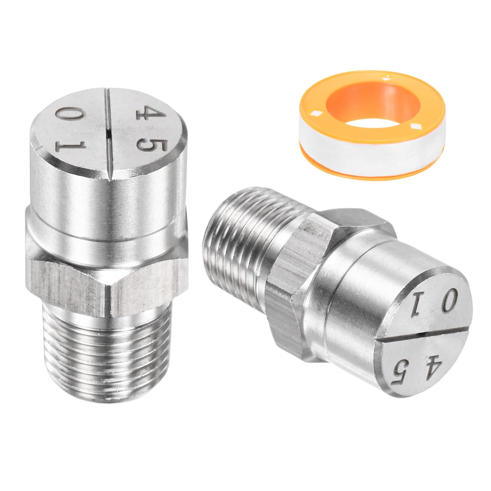 TIXIPEM 1/8" BSP Male 45 Degree Flat Fan Spray Tip [3PCS] - Pressure Washer Nozzles Cleaner Nozzle with Sealing Tape Used for Water Guns - [Stainless Steel-0.66MM Orifice]