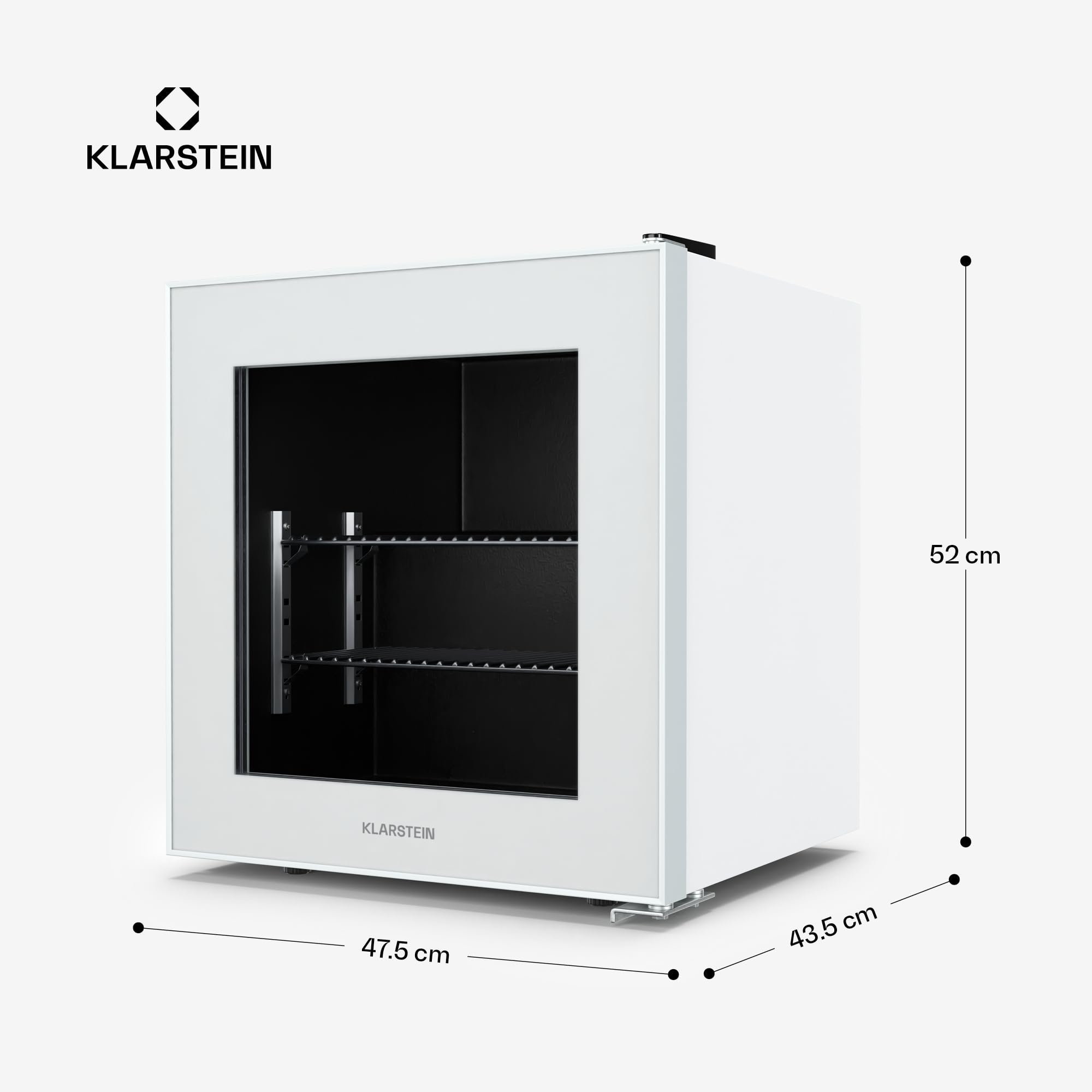 KLARSTEIN IceAge 36 - Piccolo Congelatore, 36L, Mini Freezer con Temperatura Regolabile da 0 a -18°C, Porta in Vetro, LED Interni, 2 Ripiani, Compatto & Efficiente, Freezer per Spazi Ridotti, Bianco
