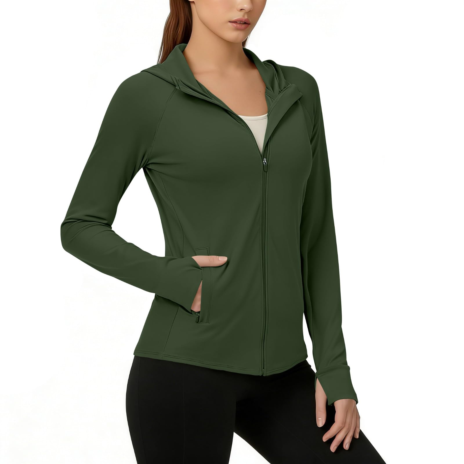 Women UPF 50+ Sun Protection Hoodie Jacket Quick Dry Lightweight Long Sleeve Sun Shirt Tops with Pocket Hiking Outdoor — view 10