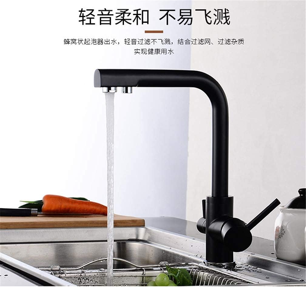 Kitchen Faucets Balck Drinking Water Filter Faucets Sink Mixer Tap with Aerator 360 Swivel Dual Handle Deck Mounted Filtered Crane for Kitchen 3 Way