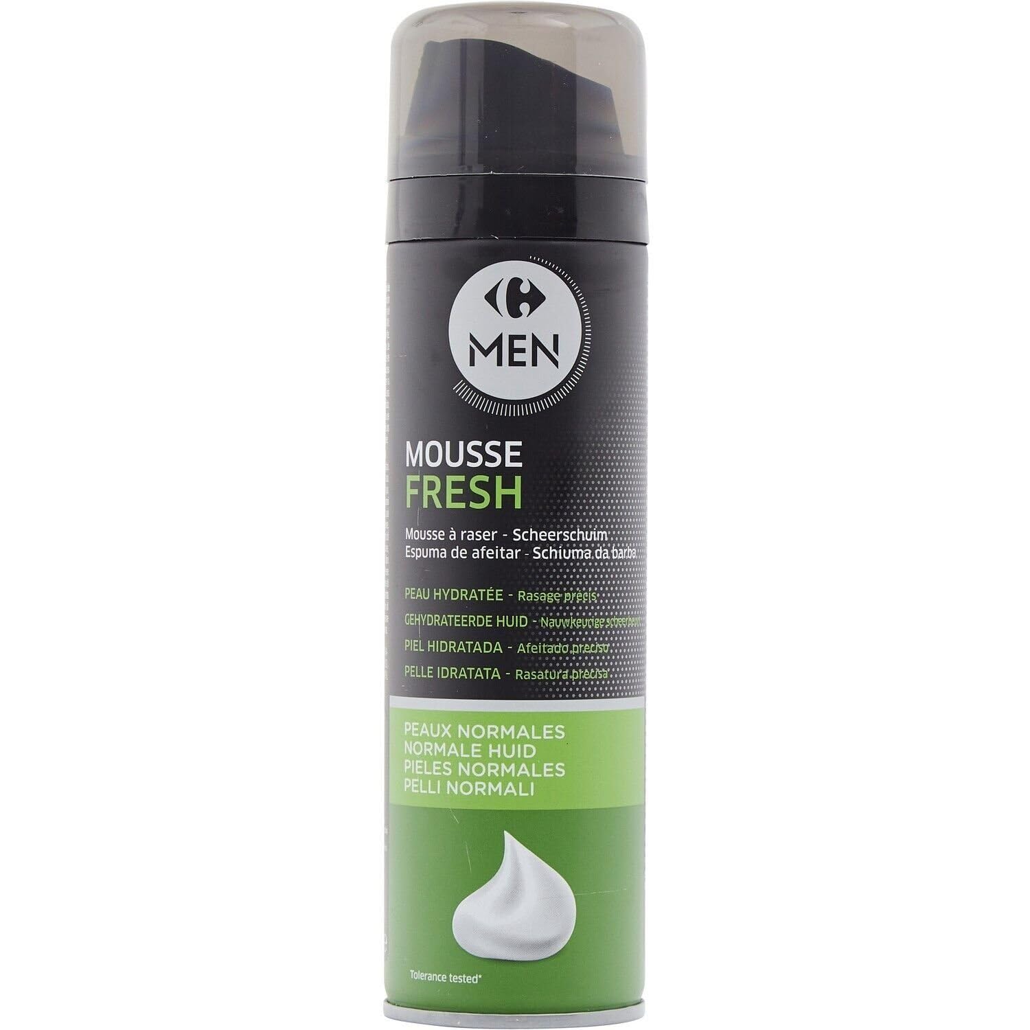CARREFOUR MEN – Mousse à Raser Fraîcheur pour Peau Normale, Texture Onctueuse et Protectrice (Spray 250mL) - Le Lot De 4