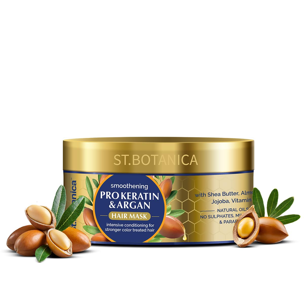 StBotanica Pro Keratin & Argan Oil Hair Mask, Intensive Conditioning For Dry, Damaged, Color Treated Hair, Natural, 200 ml