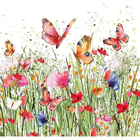 Servietten Blumen 20 Servietten Blumenwiese voller Schmetterlinge | Blumen | Frühling Cover