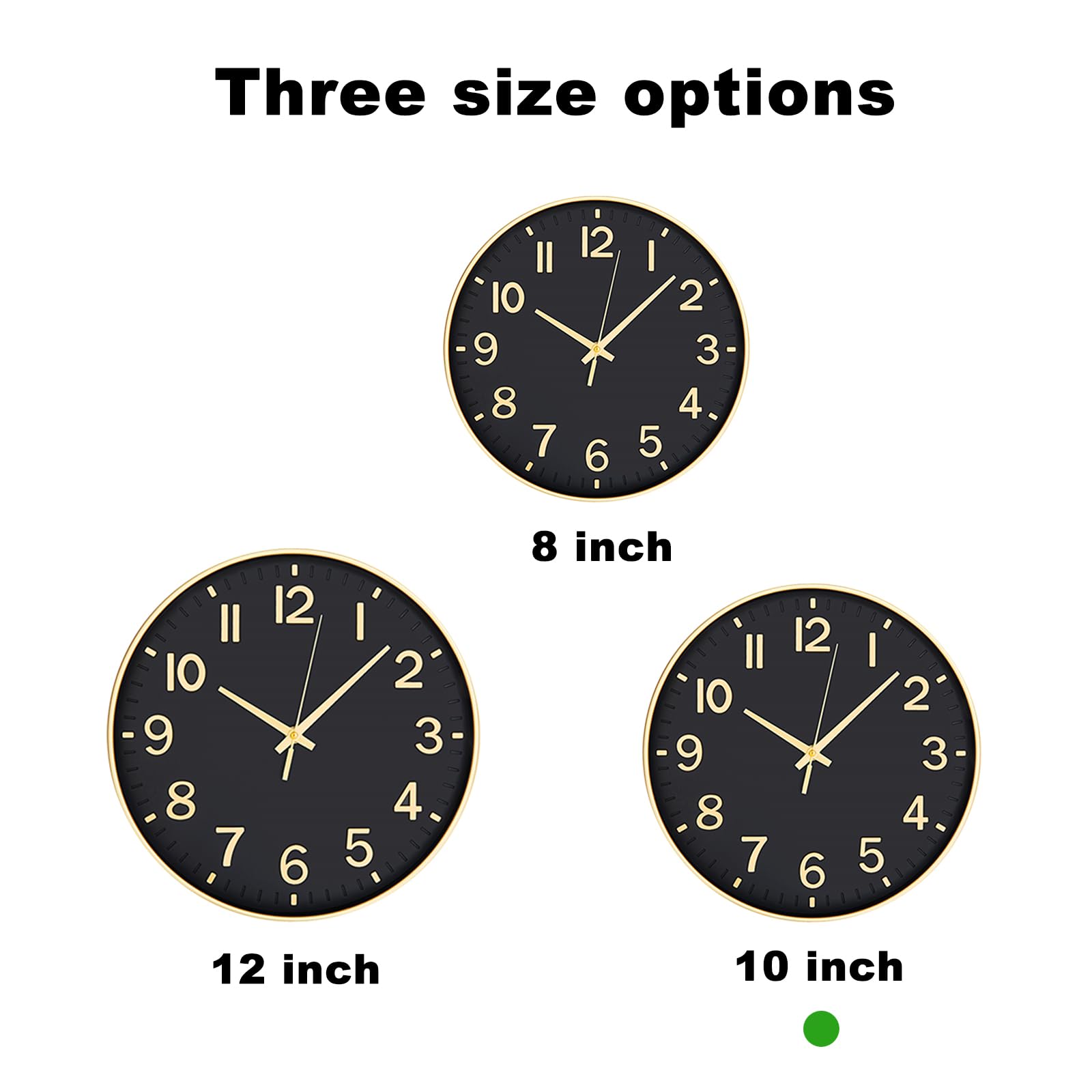 HZDHCLH Wall Clock 10 Inch Silent Non Ticking Quartz Modern Decorative Clock for Office Classroom Home Living Room Bedroom(black gold) - Image 4