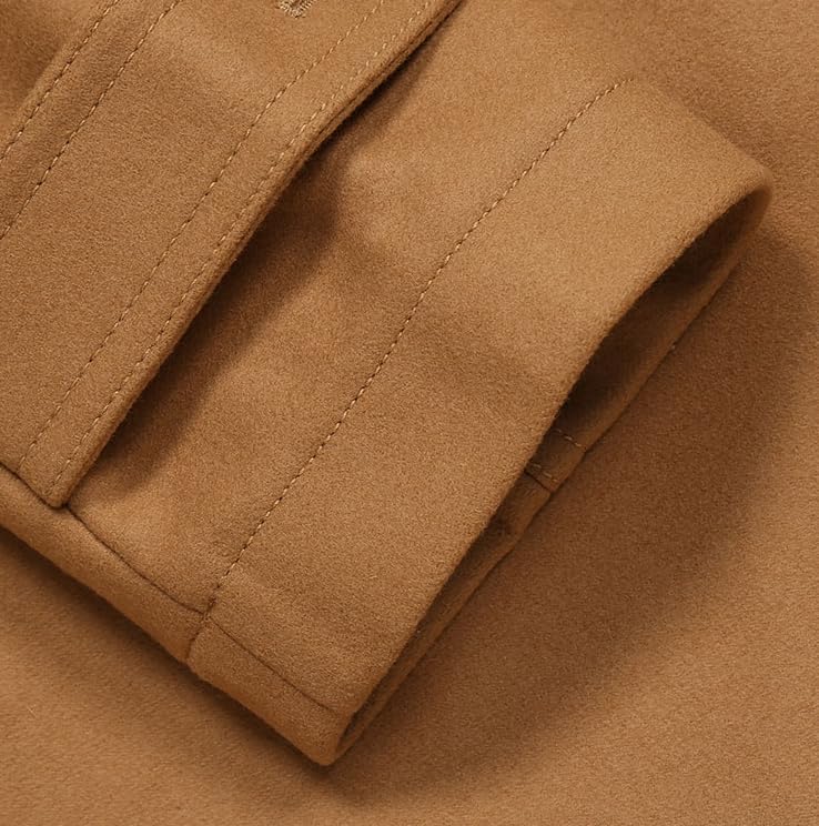 Men's Trench Coat Single Breasted Horn Button Long Jacket Formal Casual Peacoat Winter Warm Overcoat3