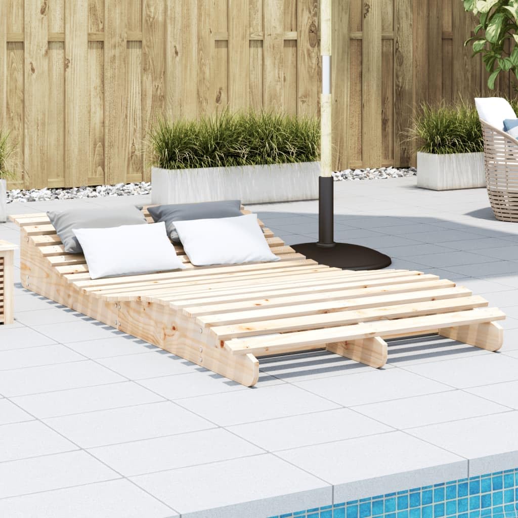 Chaise longue de jardin en pin massif grand format pour piscine