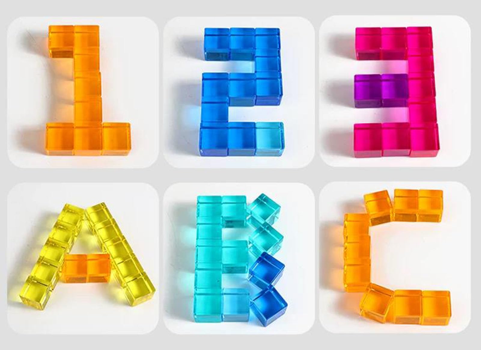 Giocattoli da Tavolo Luminosi Montessori con cilindri Arcobaleno e Forme a cubo