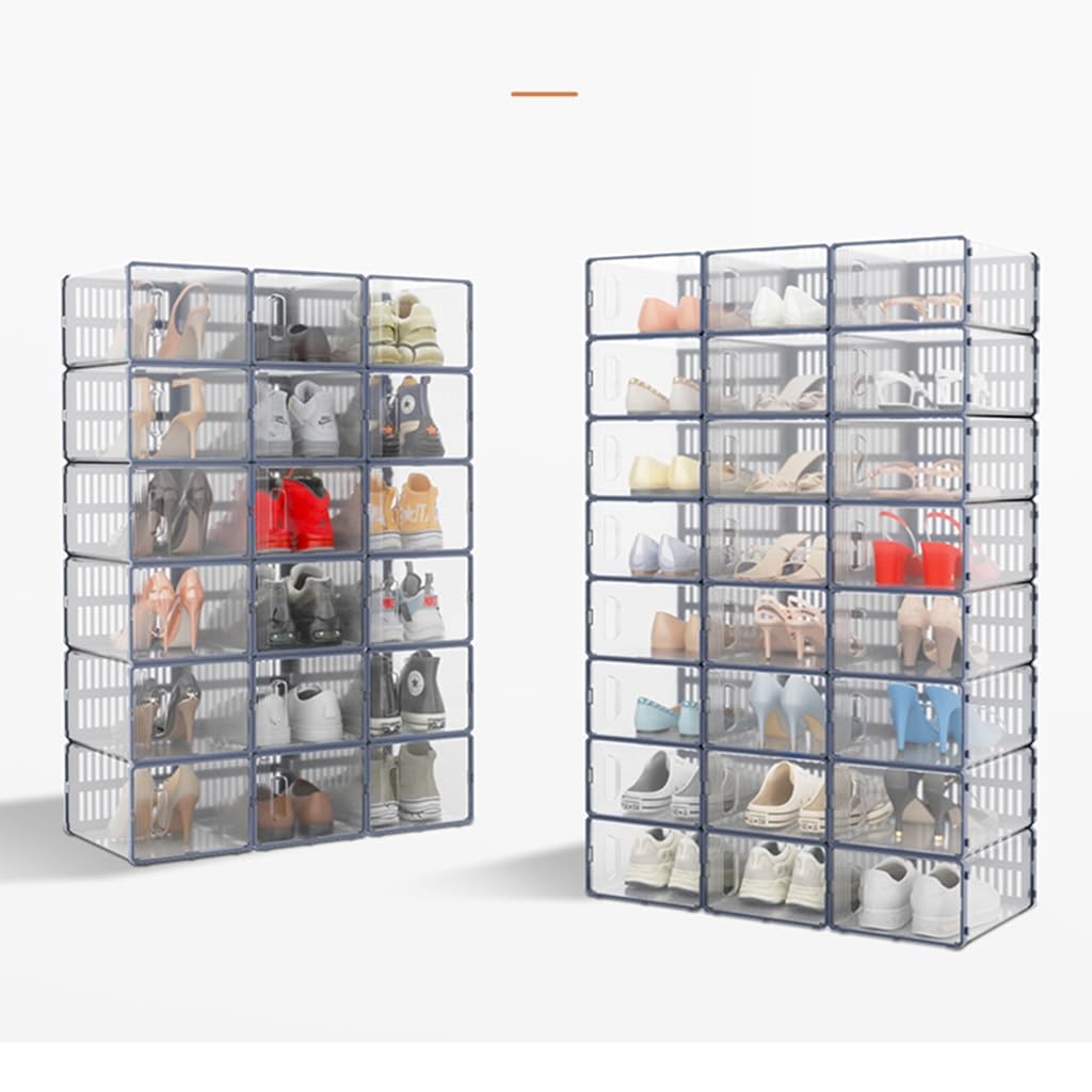 Clear Shoe Storage Boxes Set Van 6 Meerlaags Stapelbaar Ruimtebesparing Organisatie Sneakers