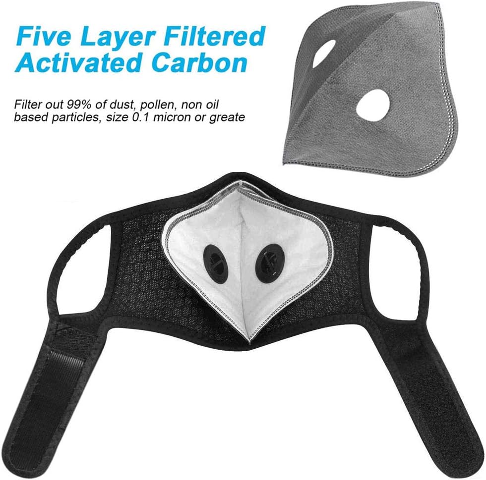 HOT-FEELING Masque de Cyclisme Anti-poussière avec Filtre Noir 2 